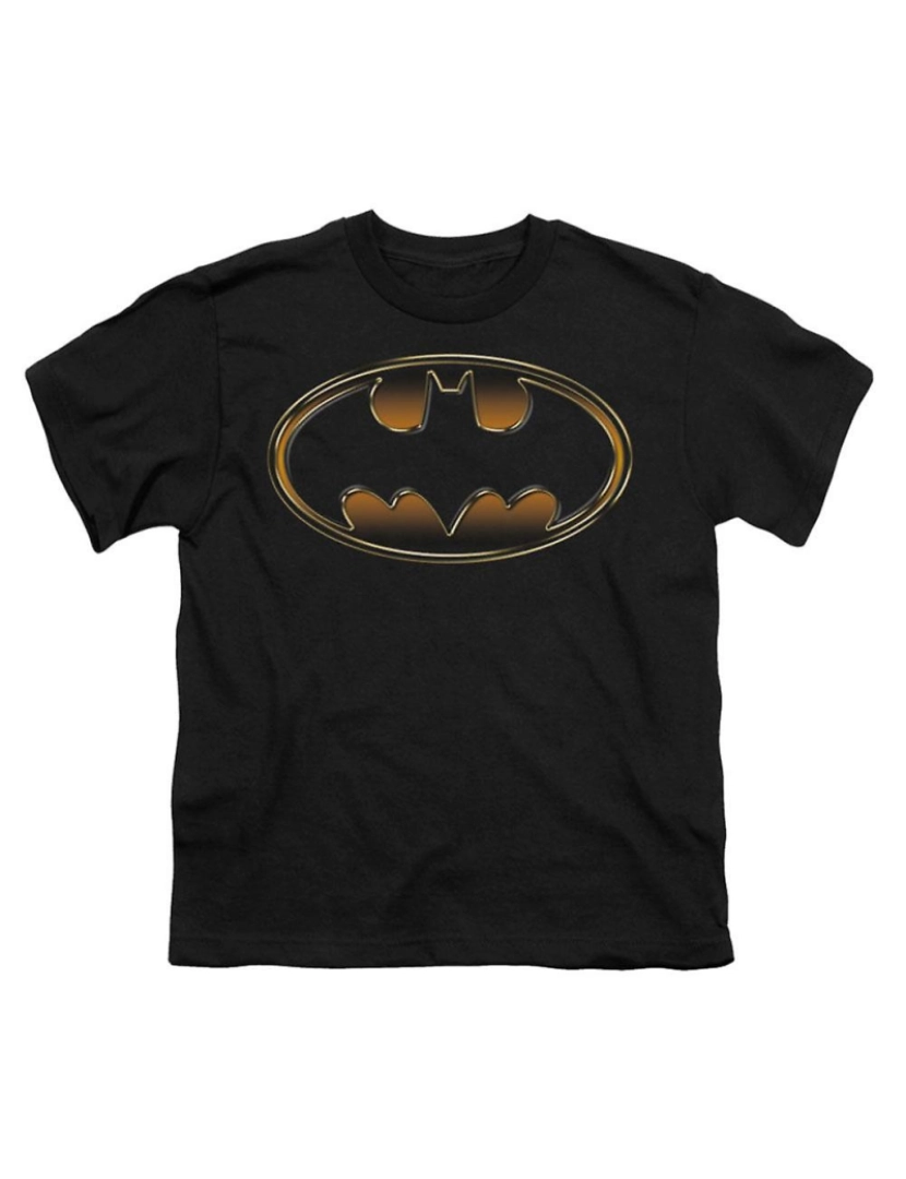 Rockinstone - T-shirt Escudo em relevo preto e dourado do Batman Juvenil