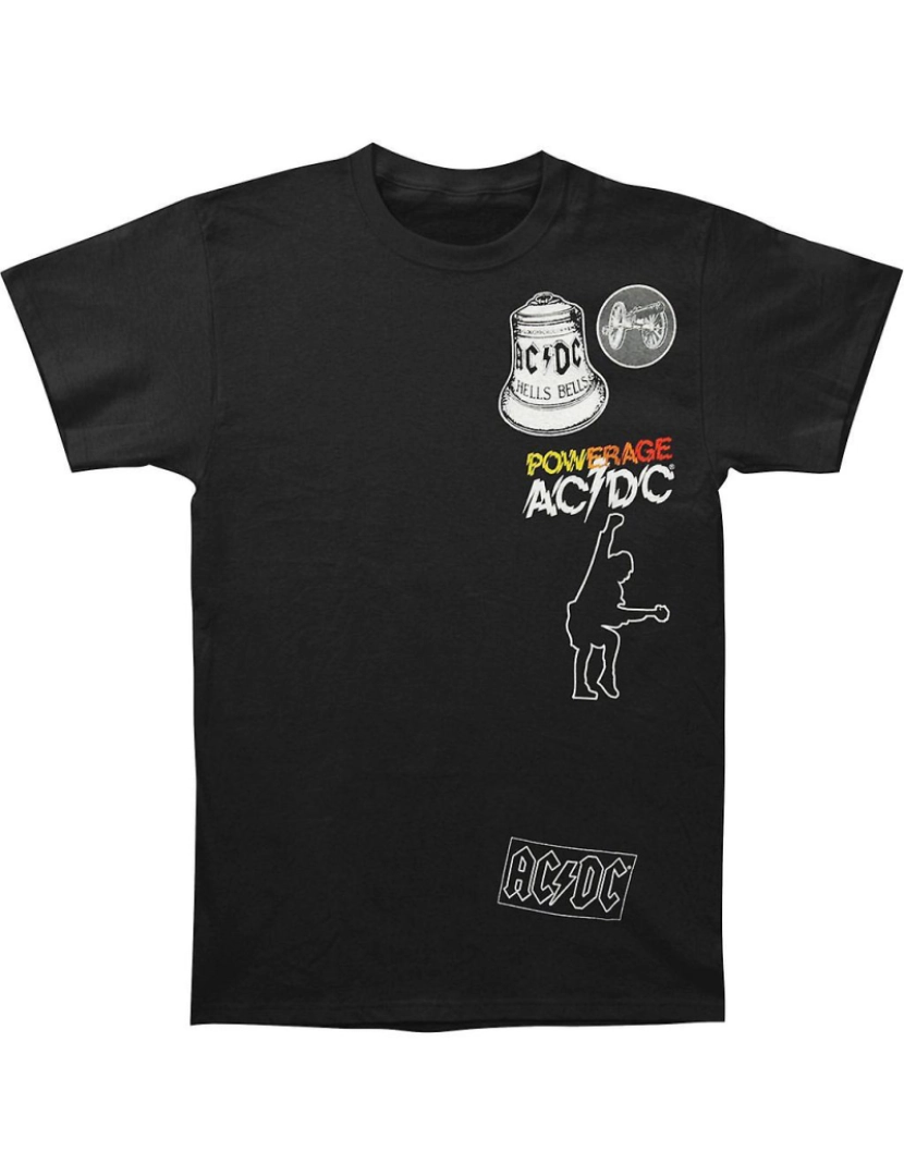 Rockinstone - T-shirt Impressão de tela AC/DC em camiseta preta