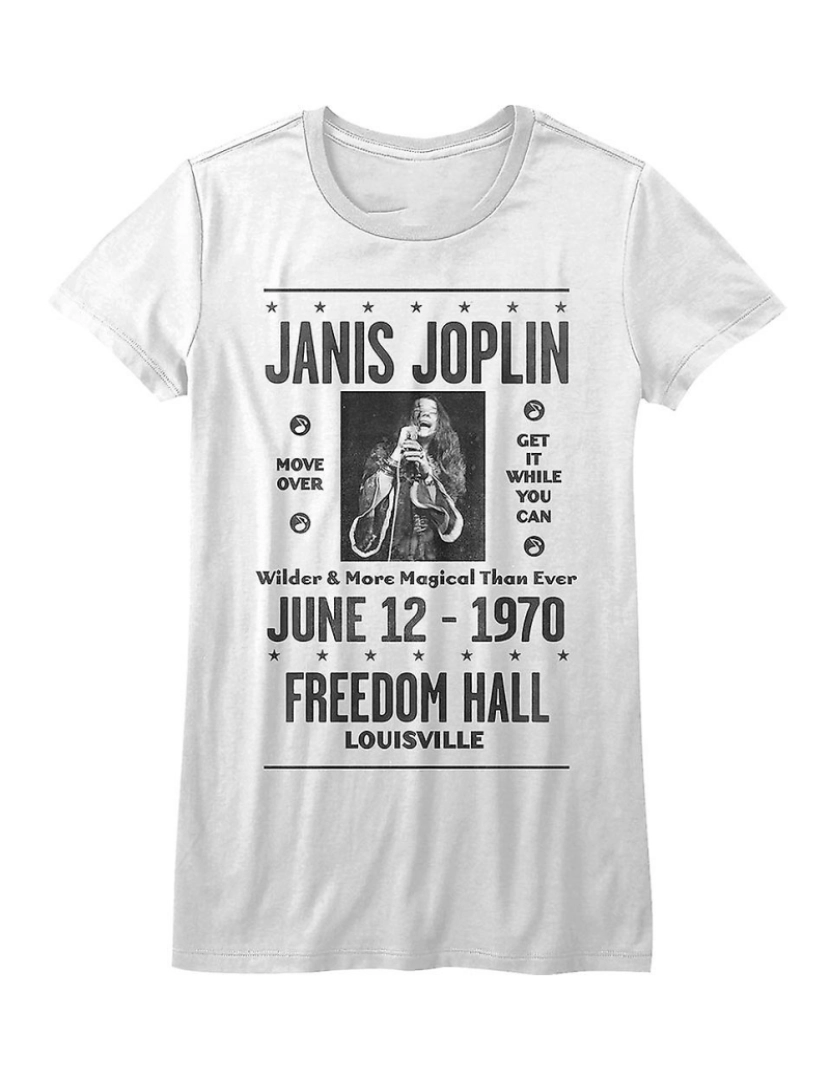 Rockinstone - T-shirt Camisa feminina Freedom Hall Janis Joplin