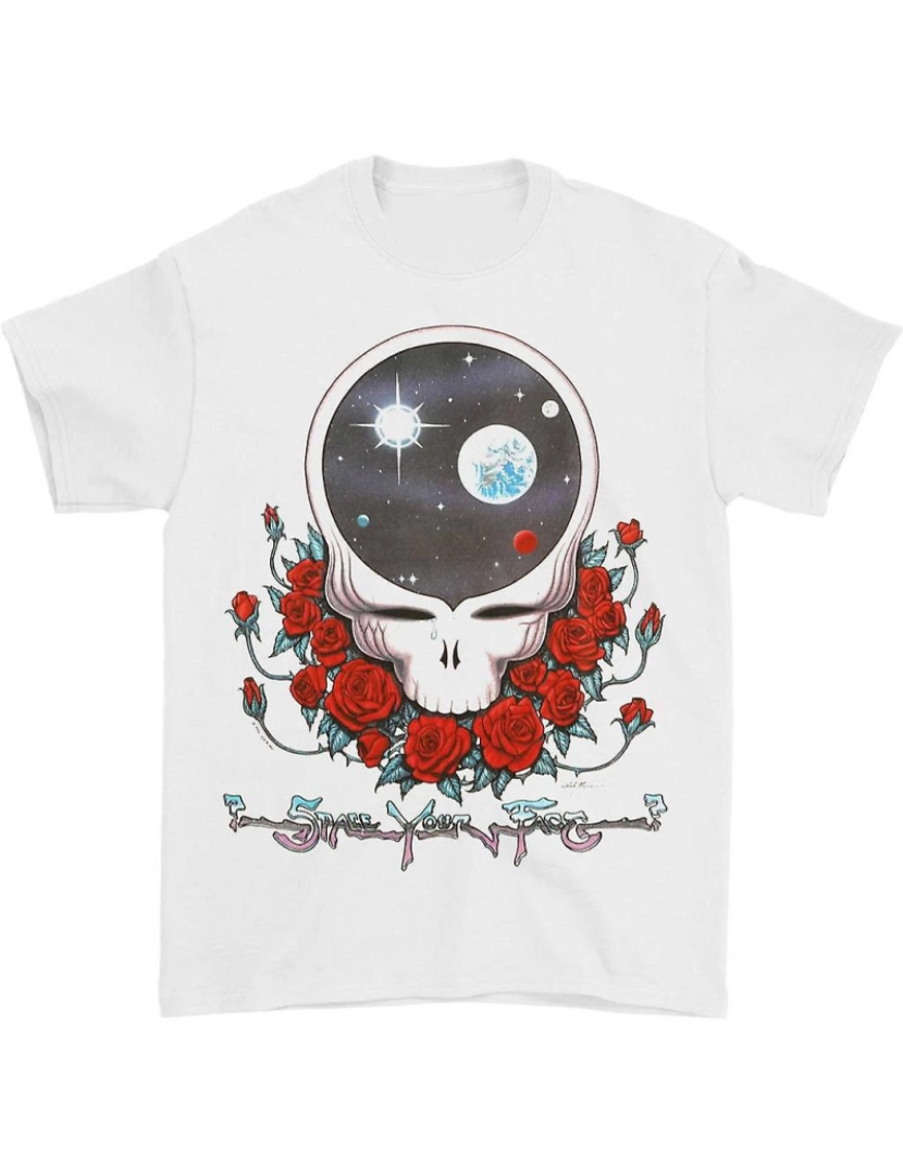 Rockinstone - T-shirt Grateful Dead Space Your Face Camiseta Branca