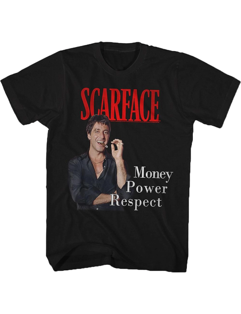 Rockinstone - T-shirt Scarface de respeito pelo poder do dinheiro