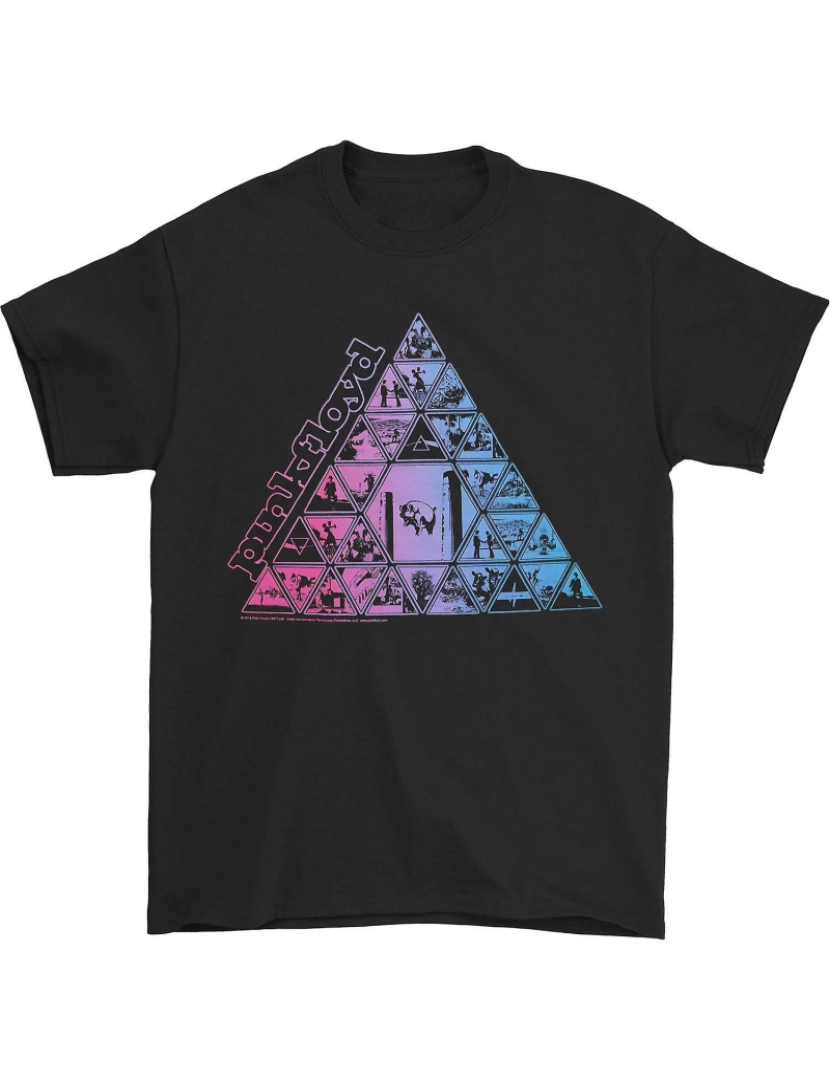 Rockinstone - T-shirt Pirâmide Pink Floyd Azul e Rosa