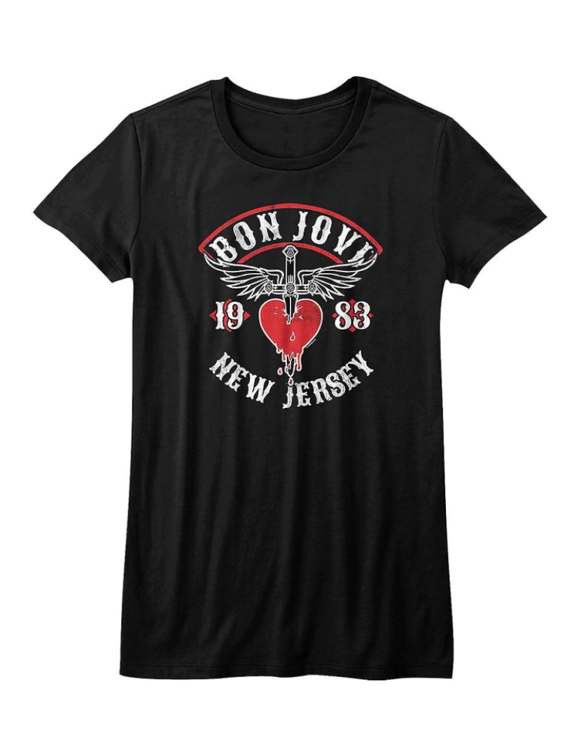 Rockinstone - T-shirt Camisa Júnior Bon Jovi Nova Jersey 1983