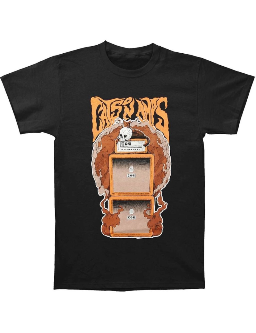 Rockinstone - T-shirt Gatos em amplificadores Orange Doom