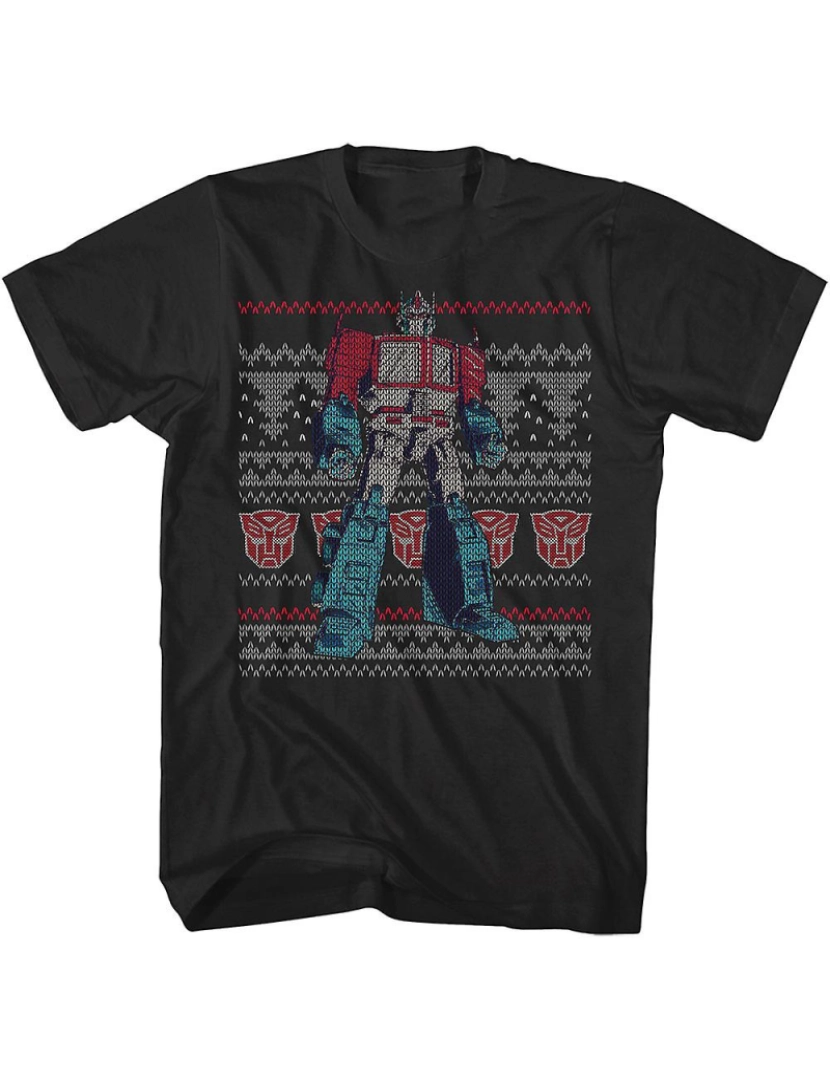 Rockinstone - T-shirt Optimus Prime Faux Ugly Christmas Sweater Transformers