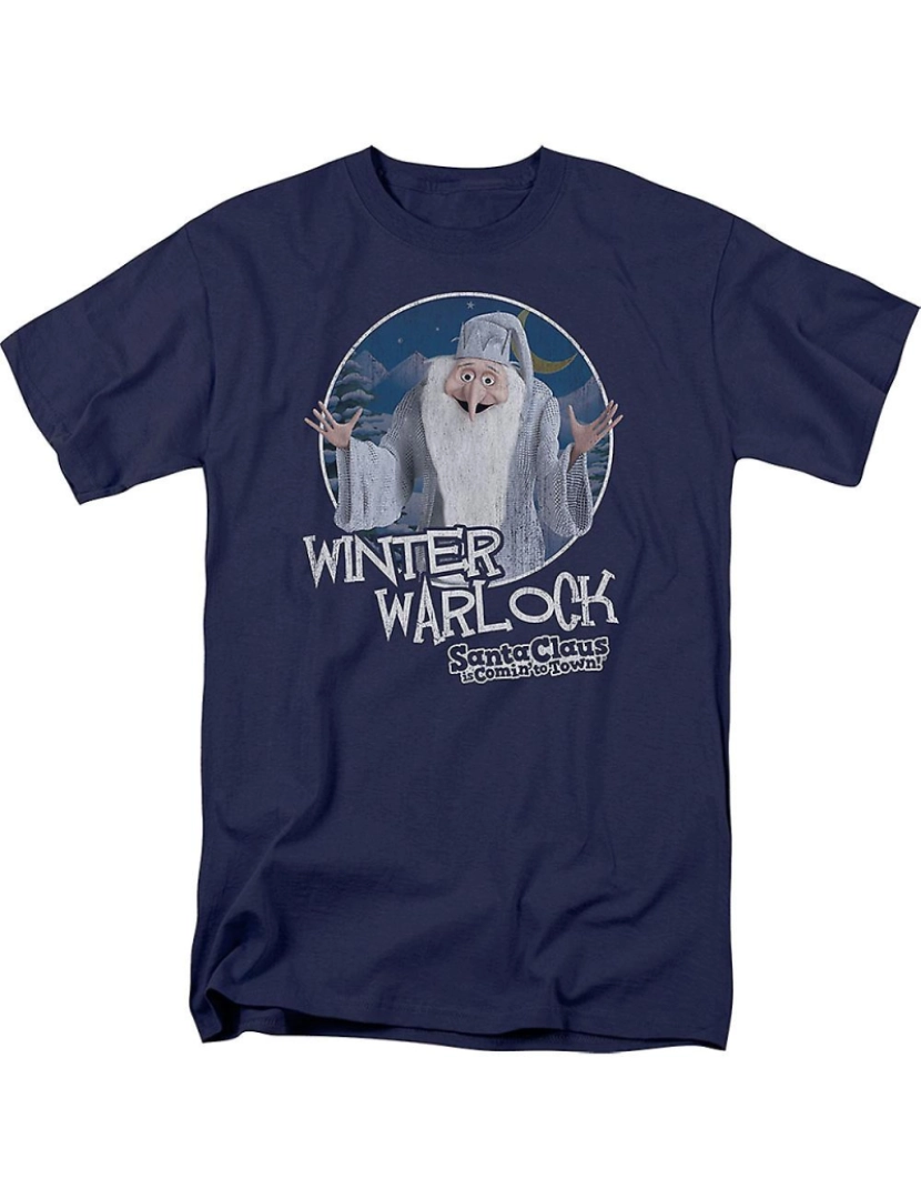 imagem de T-shirt Winter Warlock Papai Noel está vindo para a cidade1