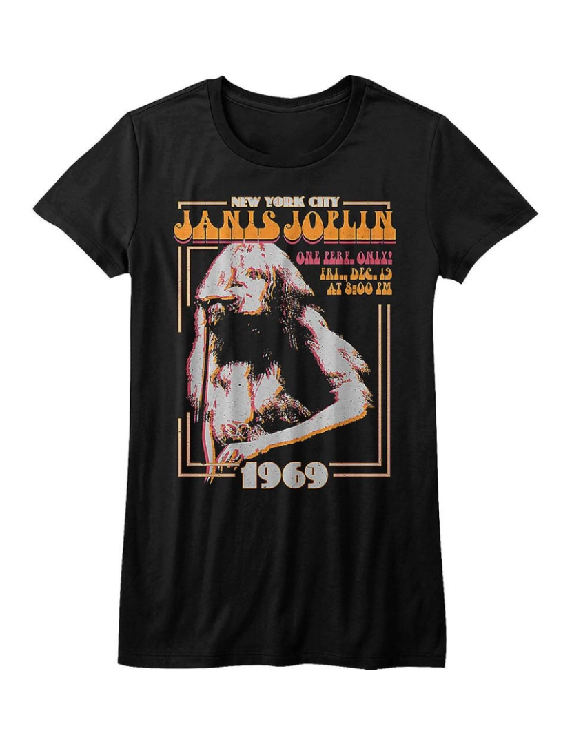 Rockinstone - T-shirt Camisa feminina Janis Joplin da cidade de Nova York