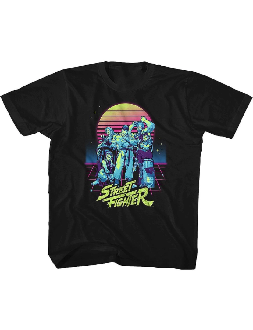 Rockinstone - T-shirt Camiseta Juvenil Retro Neon Street Fighter