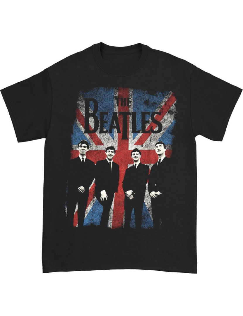 Rockinstone - T-shirt Foto de Union Jack dos Beatles angustiada