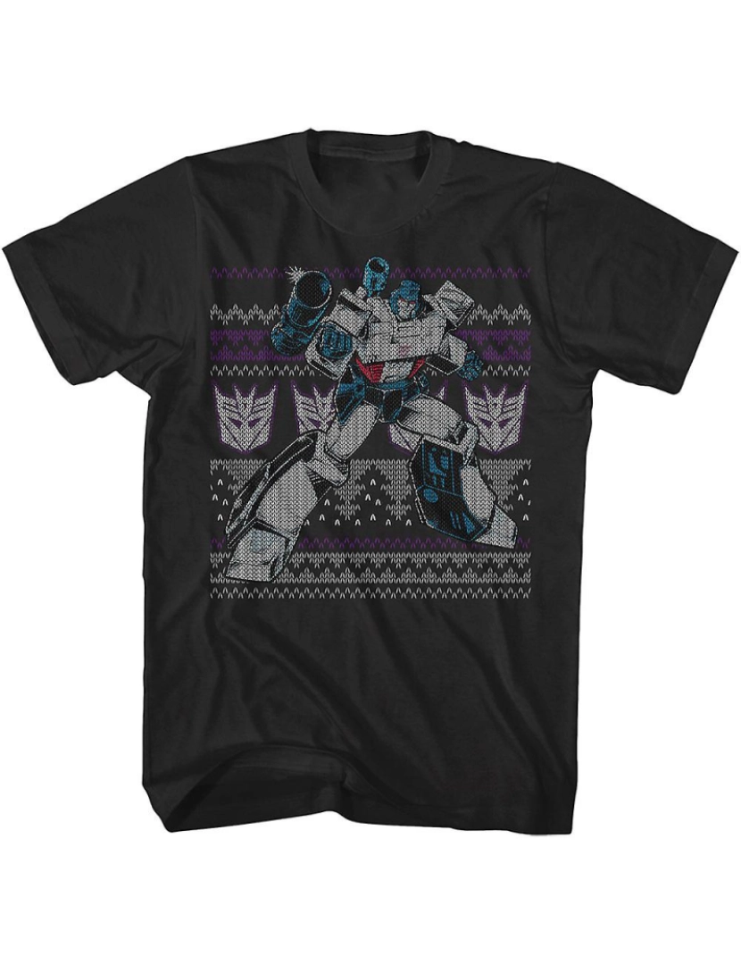 Rockinstone - T-shirt Transformadores de suéter de Natal feio e falso Megatron