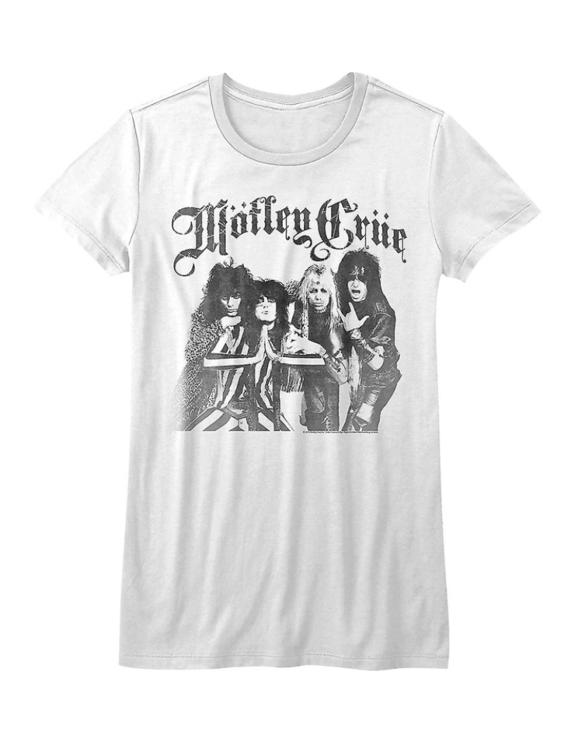 Rockinstone - T-shirt Camisa júnior Motley Crue preta e branca