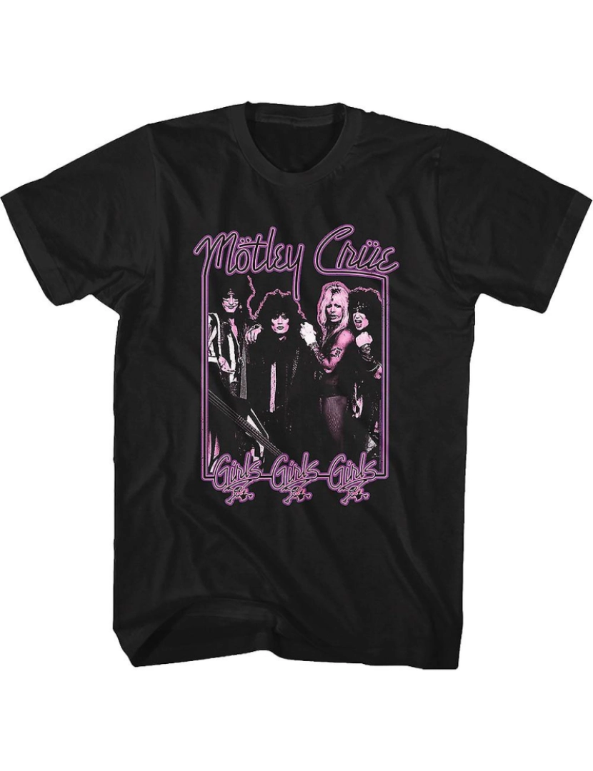 Rockinstone - T-shirt Sinal de néon meninas meninas meninas motley crue