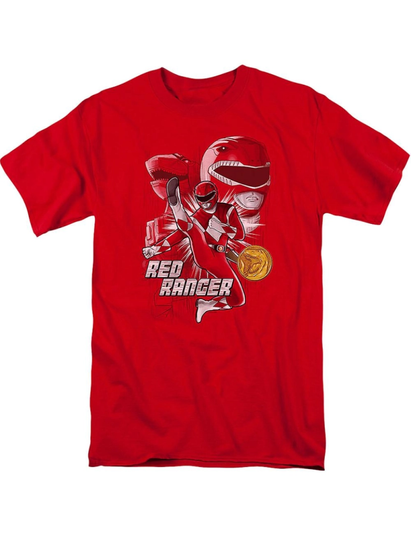 Rockinstone - T-shirt Ranger Vermelho Mighty Morphin Power Rangers