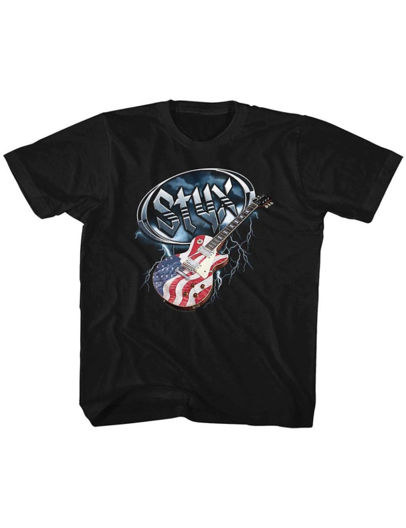 Rockinstone - T-shirt Styx Flag Guitarra Juvenil