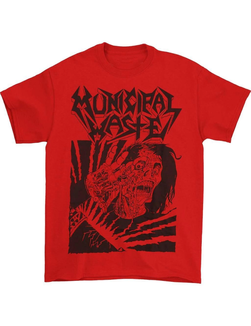 Rockinstone - T-shirt Lixo Municipal Skelbot Vermelho