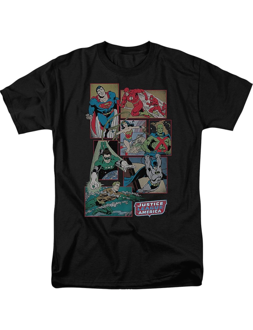 Rockinstone - T-shirt Colagem Liga da Justiça da América