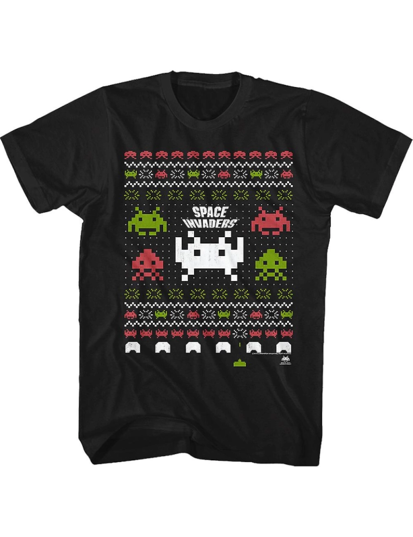 Rockinstone - T-shirt Camisa feia de Natal dos Space Invaders