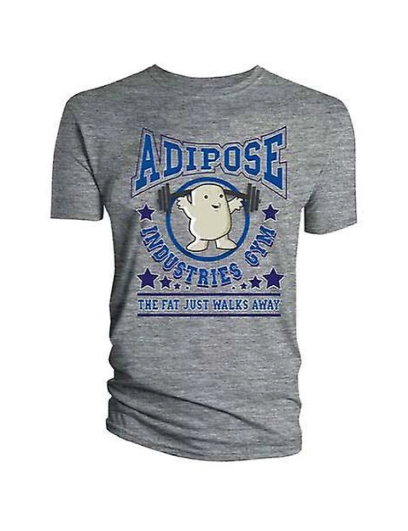 Rockinstone - T-shirt Doctor Who Adipose Gym (cinza esportivo)