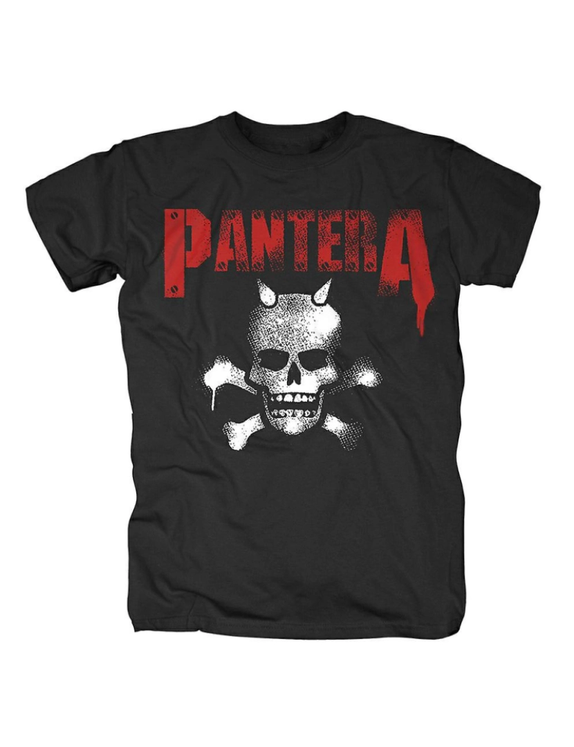 Rockinstone - T-shirt Estêncil de Caveira com Chifres Pantera