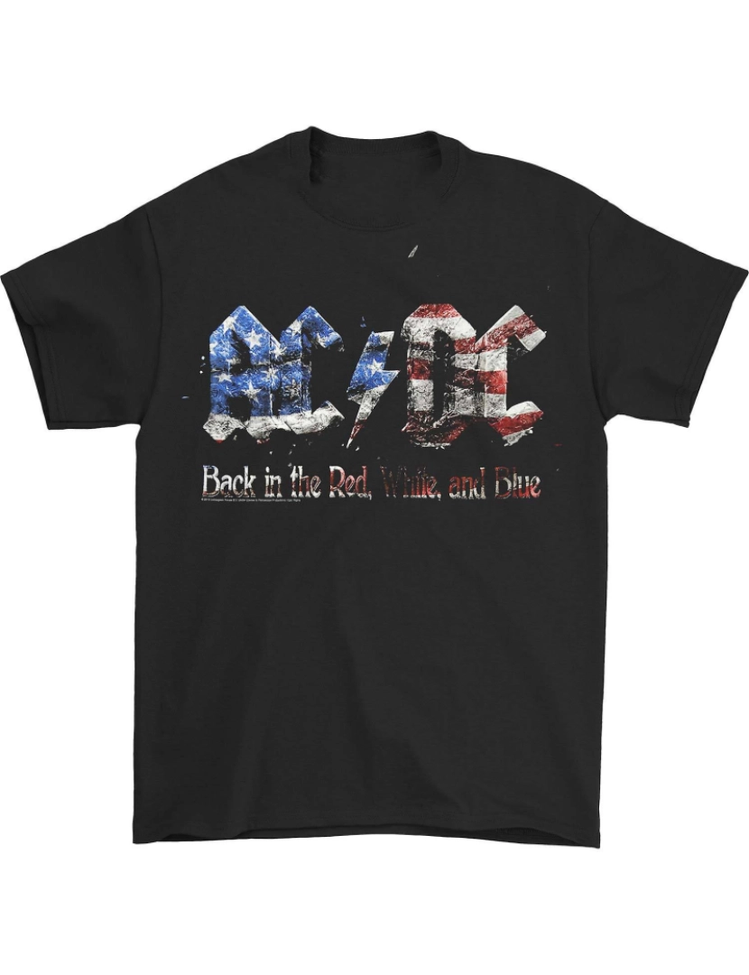 Rockinstone - T-shirt AC/DC de volta ao vermelho, branco e azul