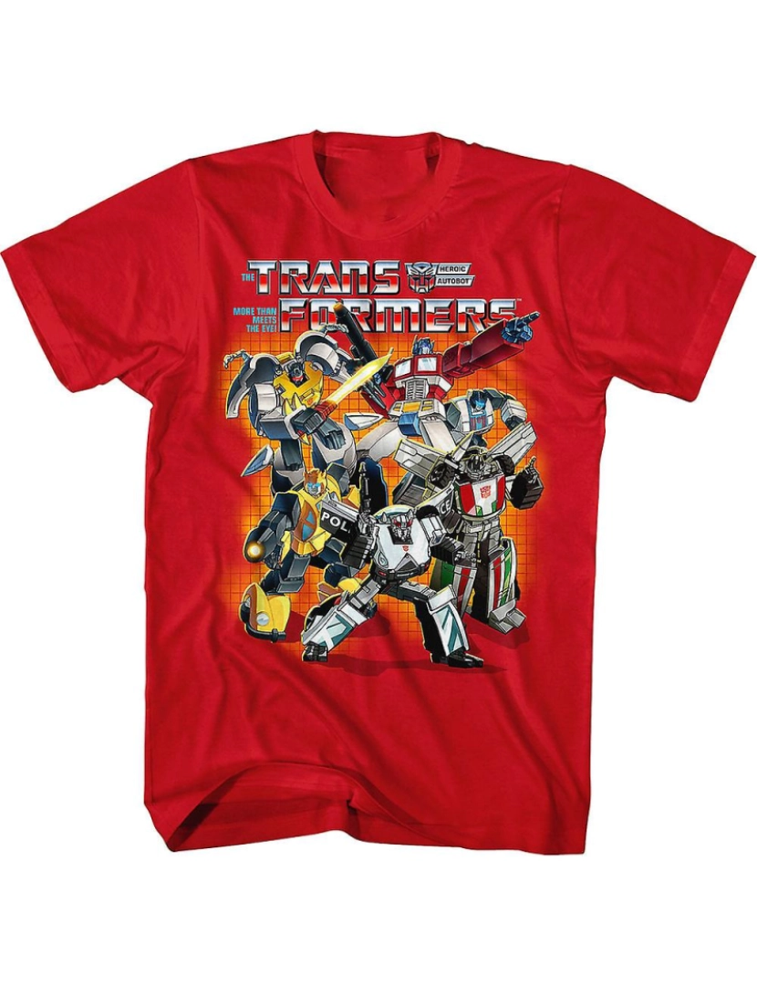 Rockinstone - T-shirt Transformadores de colagem de Autobots vermelhos