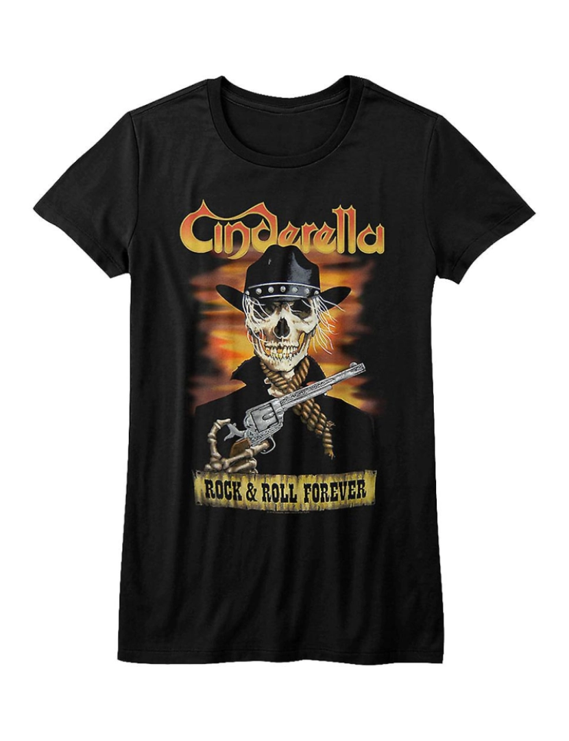 Rockinstone - T-shirt Camisa júnior Rock and Roll Forever Cinderela