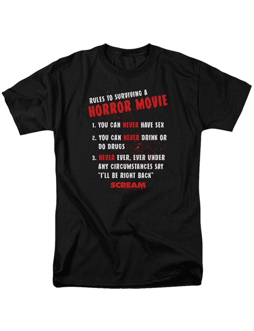 Rockinstone - T-shirt Regras para sobreviver ao grito de um filme de terror