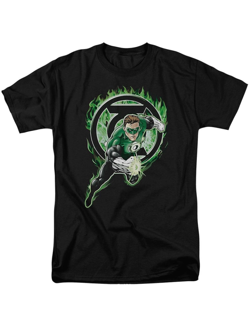 Rockinstone - T-shirt Lanterna Verde com Logo Flamejante