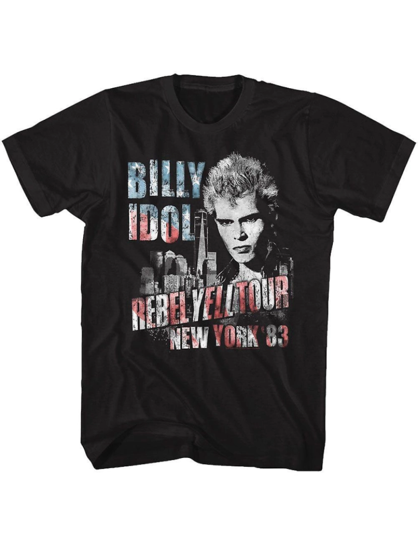 Rockinstone - T-shirt Billy Idol Ny 83 Bandeira