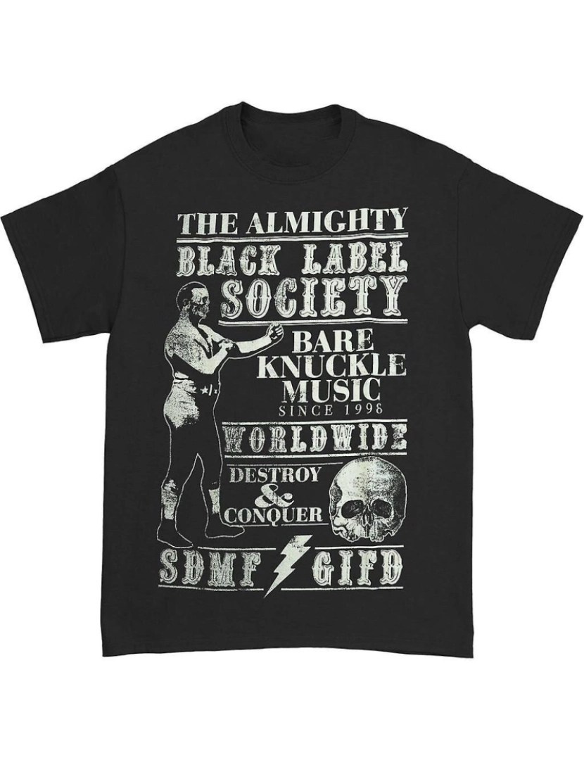 Rockinstone - T-shirt Camiseta Black Label Society Bare Knuckle Music