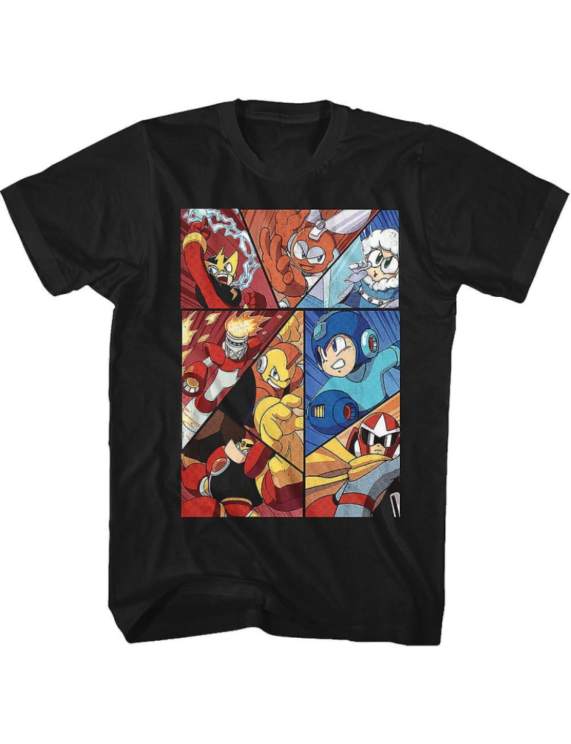 Rockinstone - T-shirt Colagem de personagens Mega Man