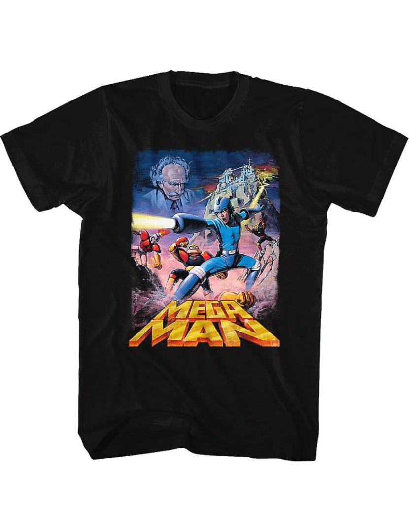 Rockinstone - T-shirt Colagem Pôster Mega Man