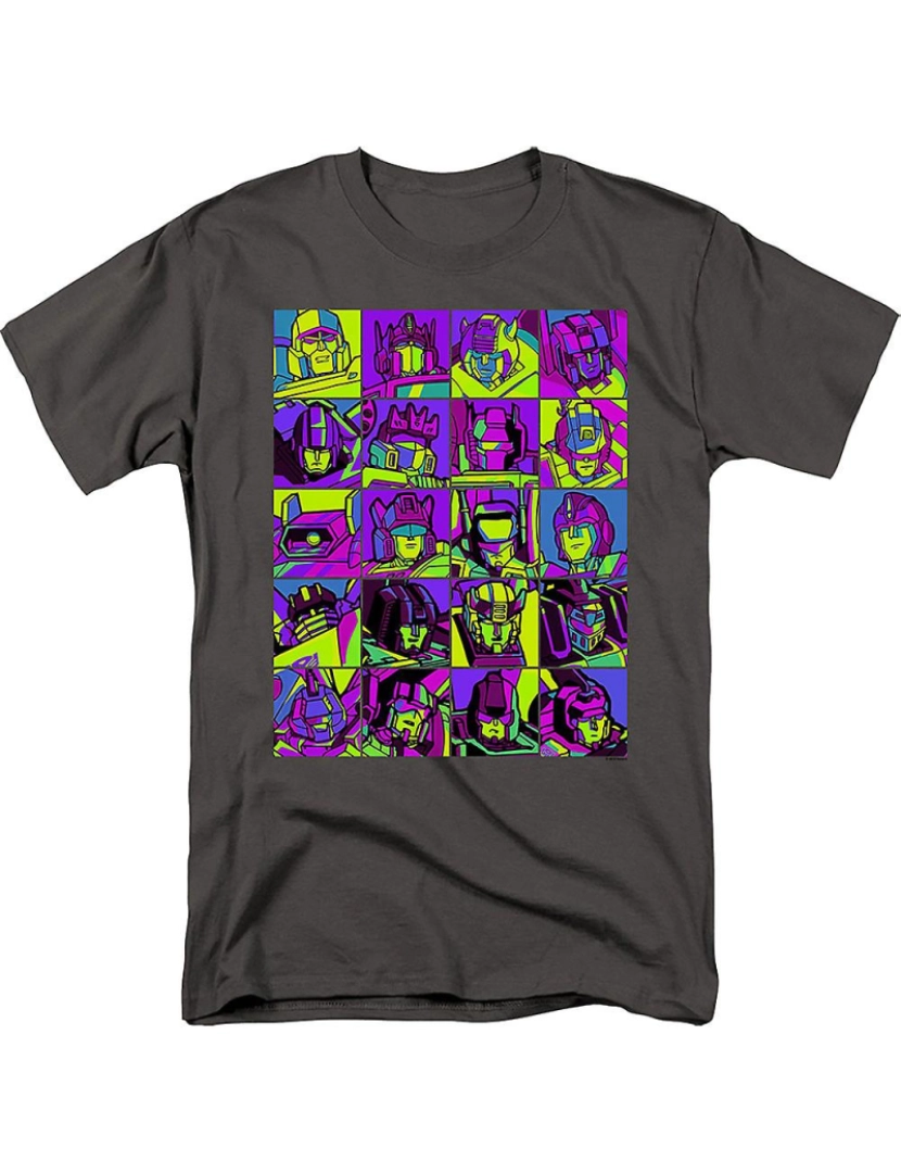 Rockinstone - T-shirt Transformadores de colagem de robôs neon pop art