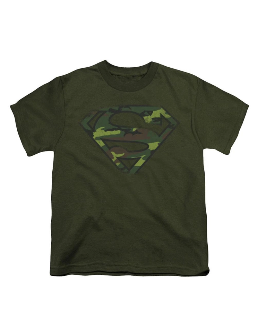 Rockinstone - T-shirt Superman angustiado Camo Shield Juventude