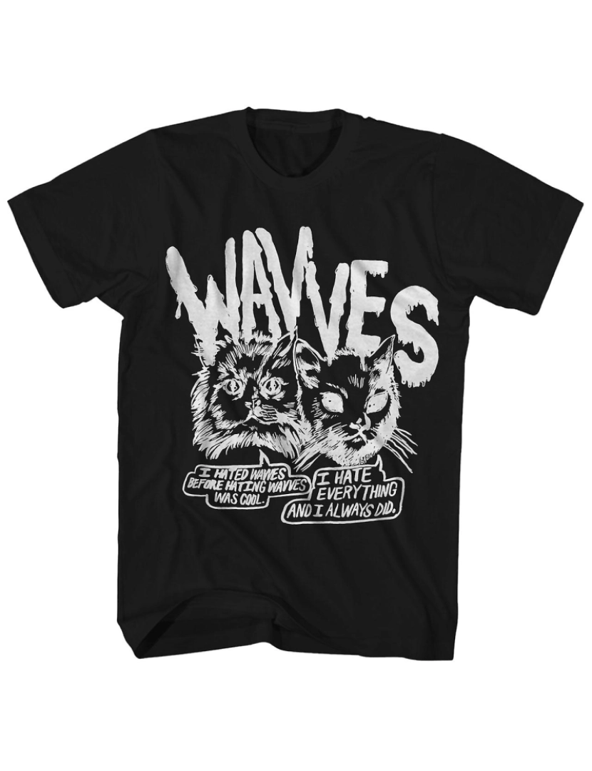 Rockinstone - T-shirt Camiseta Ondas Wavves Gatos Cínicos Ondas Cômicas