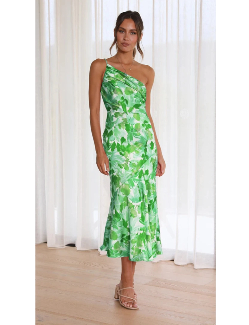 Emma Way - Vestido de Senhora Estampa Floral Verde