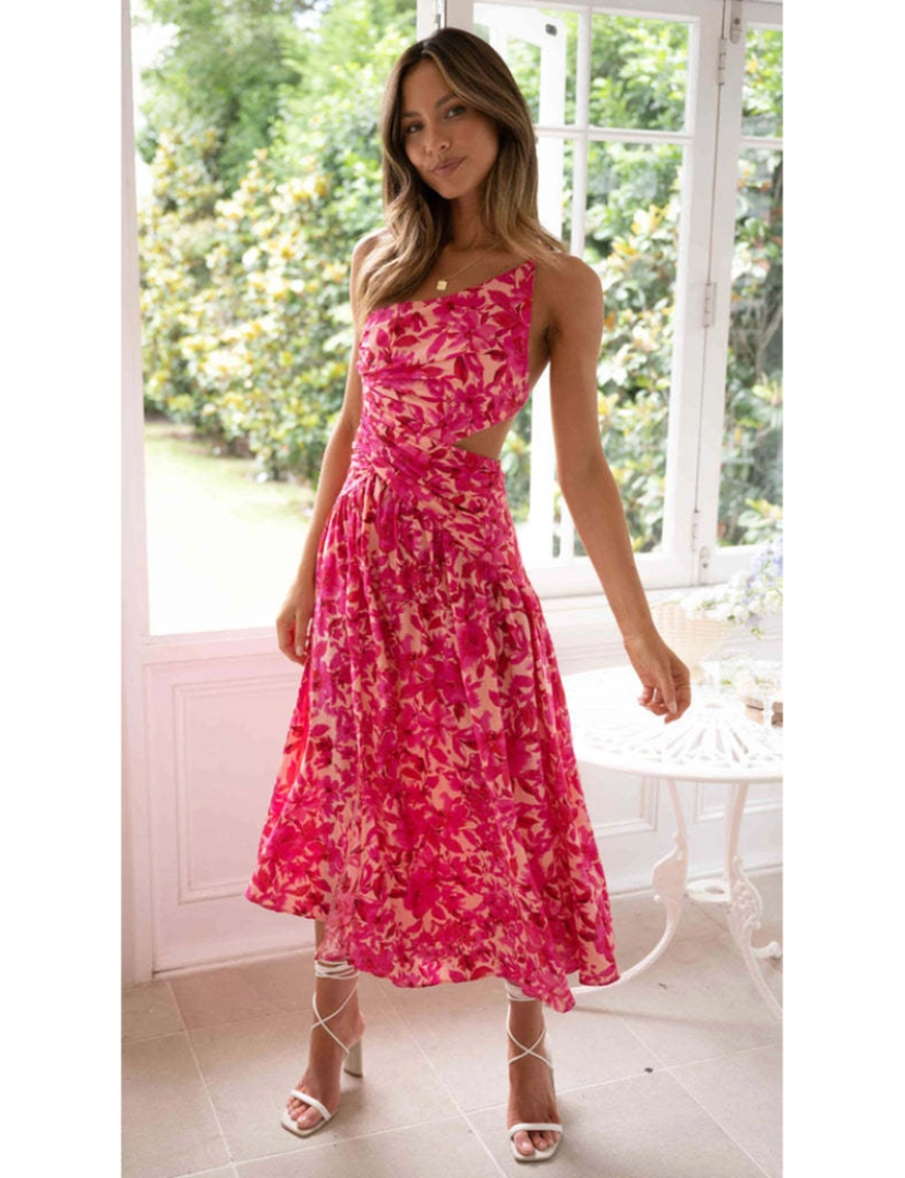 Emma Way - Vestido de Senhora Rosa e Estampa