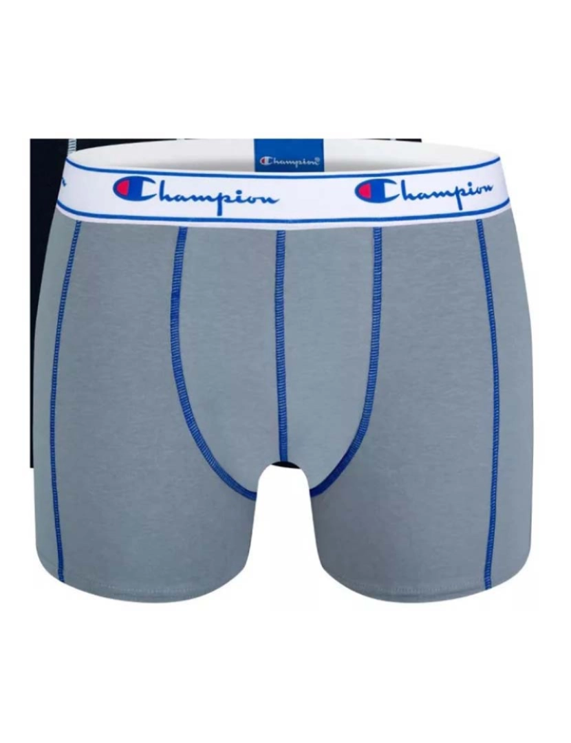 Champion - Pack 2 Boxers Homem Cinza/Azul com Logo