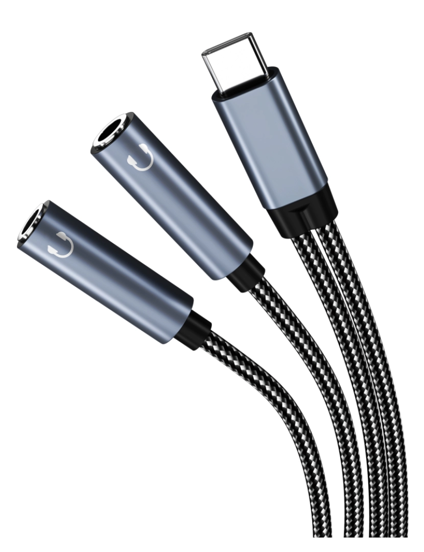 imagem de Cabo adaptador de áudio USB-C para duplo de 3,5 mm Black3