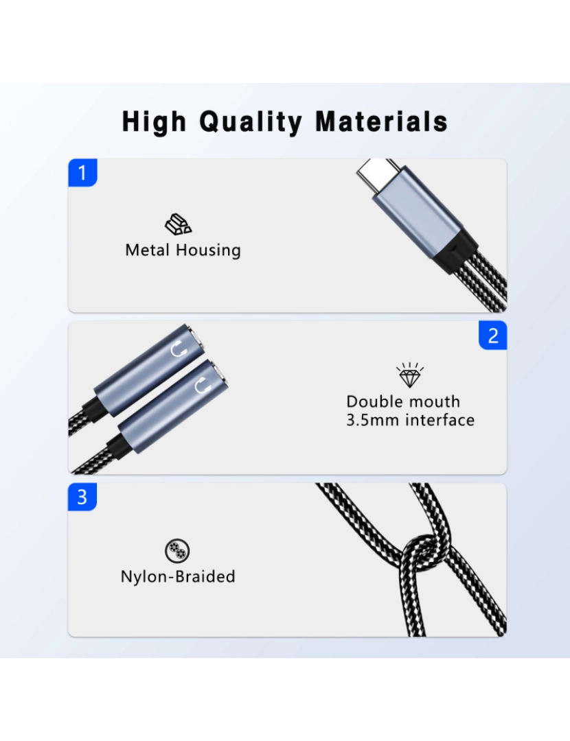 imagem de Cabo adaptador de áudio USB-C para duplo de 3,5 mm Black6