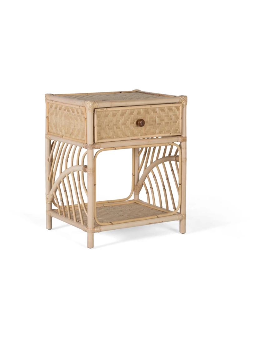 Giner Y Colomer - Mesa De Cabeceira Em Rattan Com Charme Natural 60X50X40