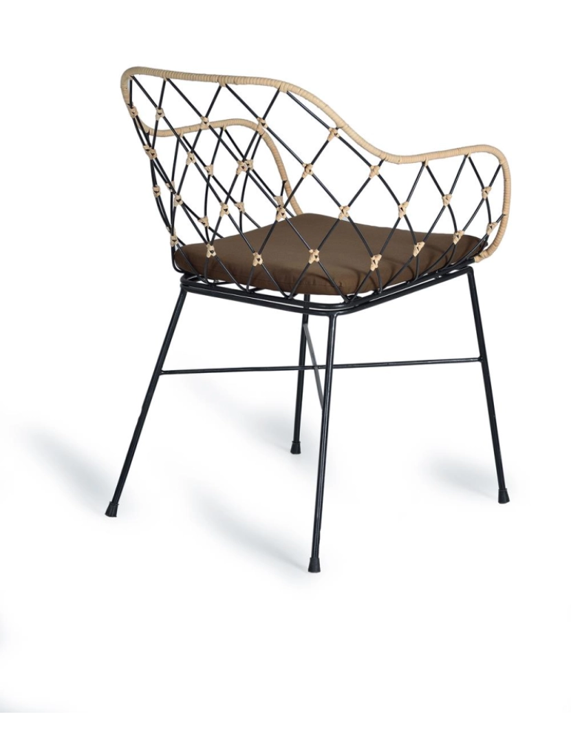 imagem de Conjunto De 4 Poltronas De Rattan E Pernas De Metal 80X56X582