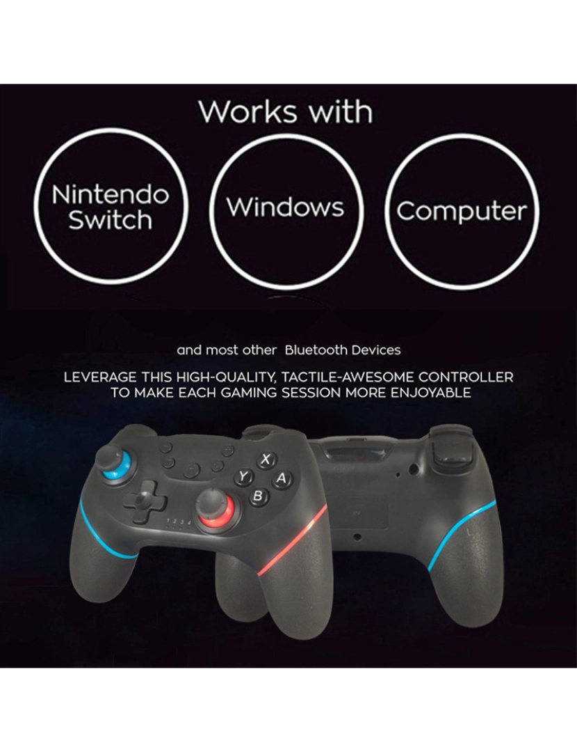 imagem de Controlador de jogo sem fio Nintendo Switch Pro Bluetooth dupla vibração Turbo Power6