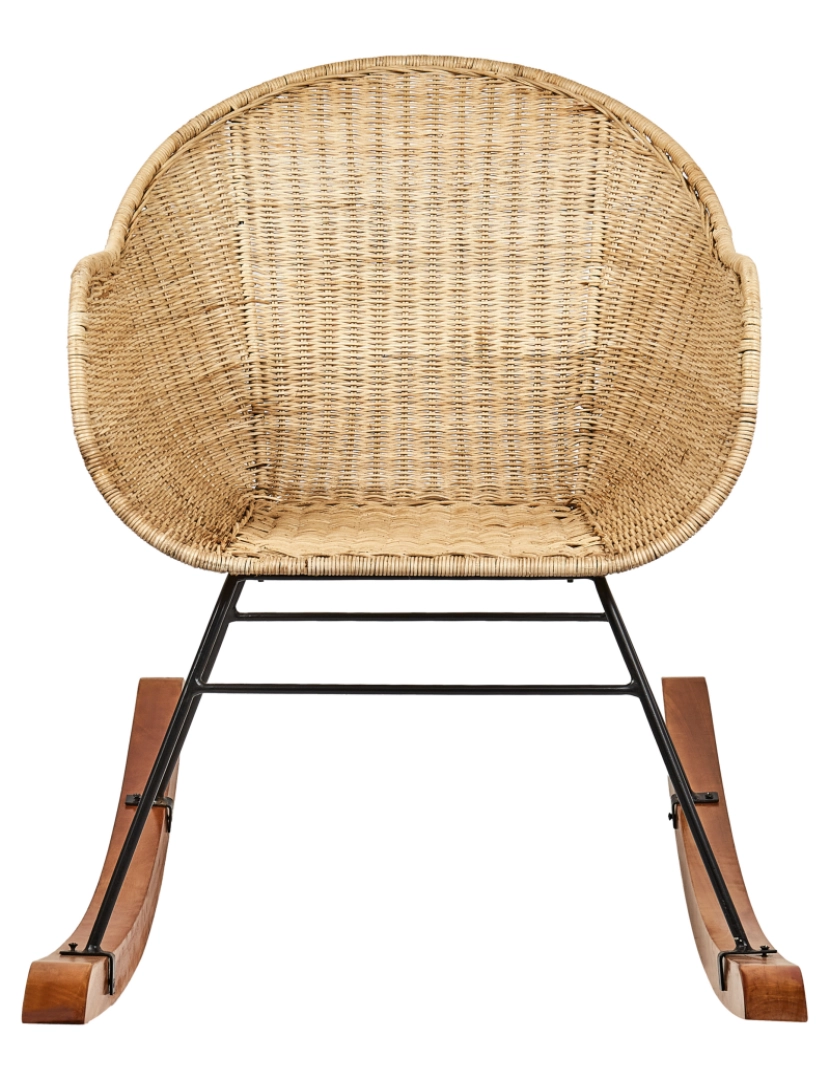 imagem de Conjunto de 2 cadeiras de baloiço em rattan natural resistência média para interior e exterior estilo Boho para jardim pátio ou varanda4