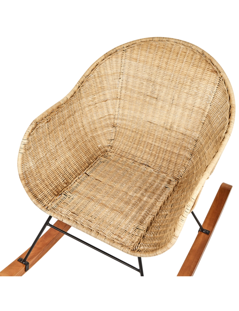 imagem de Conjunto de 2 cadeiras de baloiço em rattan natural resistência média para interior e exterior estilo Boho para jardim pátio ou varanda6