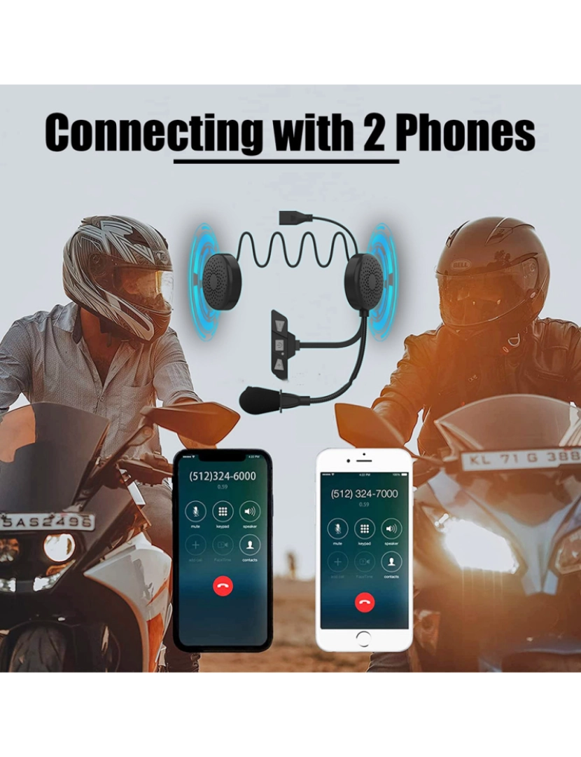 imagem de Fone de ouvido para capacete de motocicleta Bluetooth 5.2 Black5