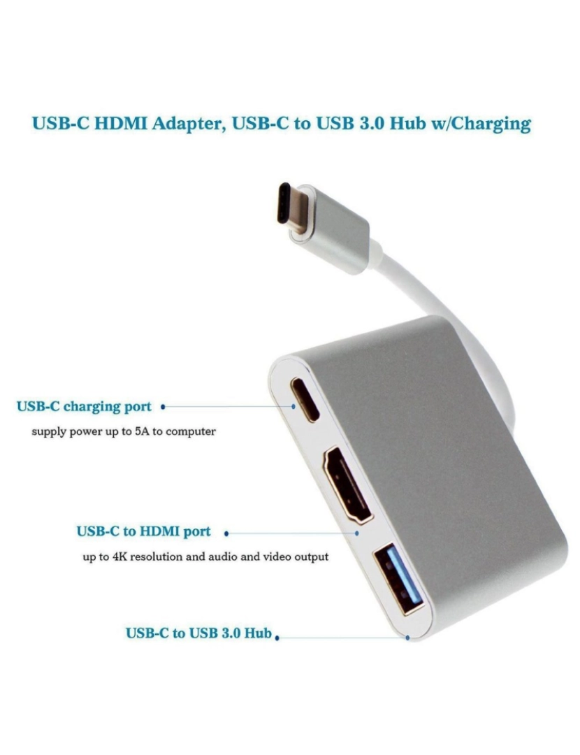 imagem de Adaptador multiporta USB-C para USB, USB-C (USB PD), 4K HDMI compatível6