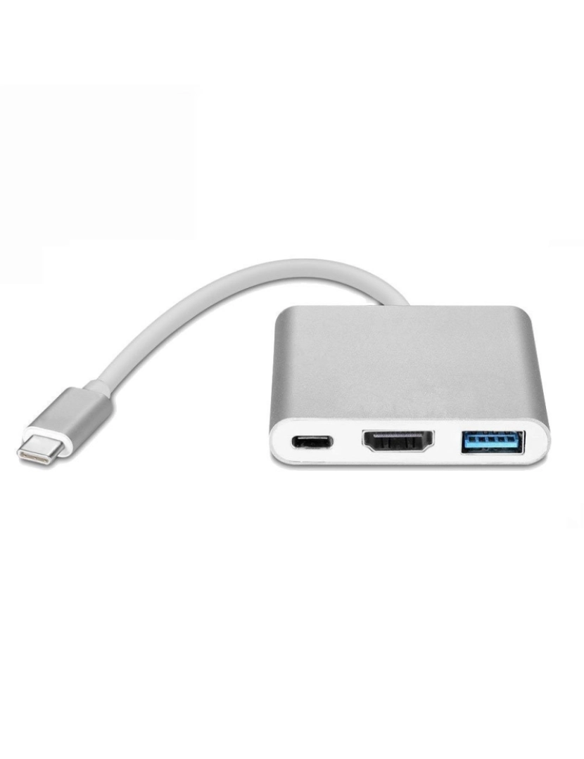 Inf - Adaptador multiporta USB-C para USB, USB-C (USB PD), compatível com 4K HDMI prata