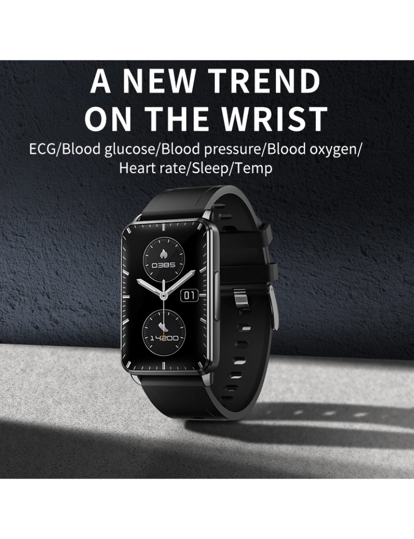 imagem de Smartwatch com ECG, pulso, oxigênio no sangue Black4