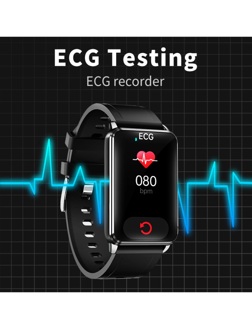 imagem de Smartwatch com ECG, pulso, oxigênio no sangue Black7